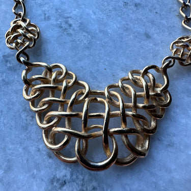 Gold Large Scroll Woven Style Necklace Bloomers and Frocks
